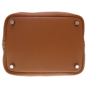 新品同様 エルメス ピコタンロックPM エクラ トリヨンクレマンス ヴォ―スイフト ゴールド ナタ シルバー金具 Y刻印(2020年製) ハンドバッグ バッグ 茶 0012 【中古】 HERMES