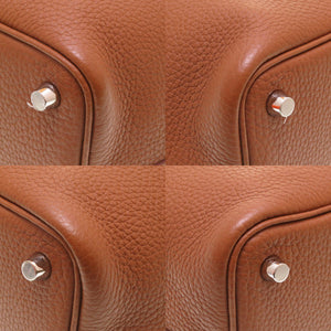 新品同様 エルメス ピコタンロックPM エクラ トリヨンクレマンス ヴォ―スイフト ゴールド ナタ シルバー金具 Y刻印(2020年製) ハンドバッグ バッグ 茶 0012 【中古】 HERMES