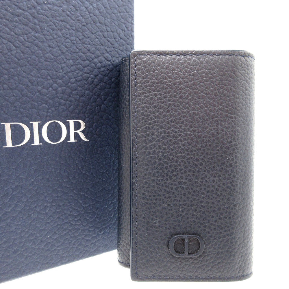新品同様 ディオール CDロゴ レザー ネイビー 紺 6連 キーケース 0014【中古】Dior