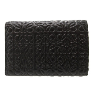 新品同様 ロエベ コンパクトウォレット レザー ブラック 黒 3つ折り財布 財布 0015【中古】LOEWE