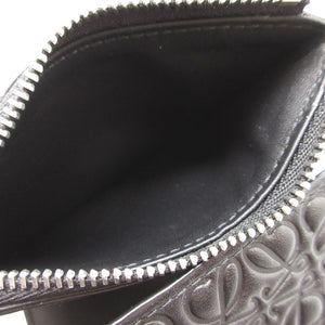 新品同様 ロエベ コンパクトウォレット レザー ブラック 黒 3つ折り財布 財布 0015【中古】LOEWE