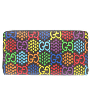 新品同様 グッチ 601079 GGサイケデリック コーティングキャンバス マルチカラー ブラック 黒 ラウンドファスナー長財布 財布 0017【中古】GUCCI