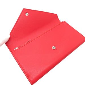 新品同様 バレンシアガ ペーパー 499207 レザー レッド 赤 2つ折り長財布 財布 0020【中古】BALENCIAGA