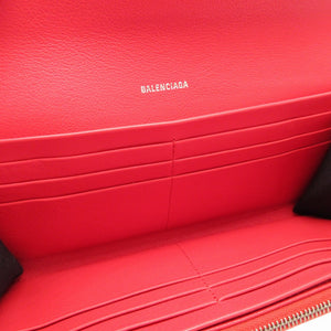 新品同様 バレンシアガ ペーパー 499207 レザー レッド 赤 2つ折り長財布 財布 0020【中古】BALENCIAGA