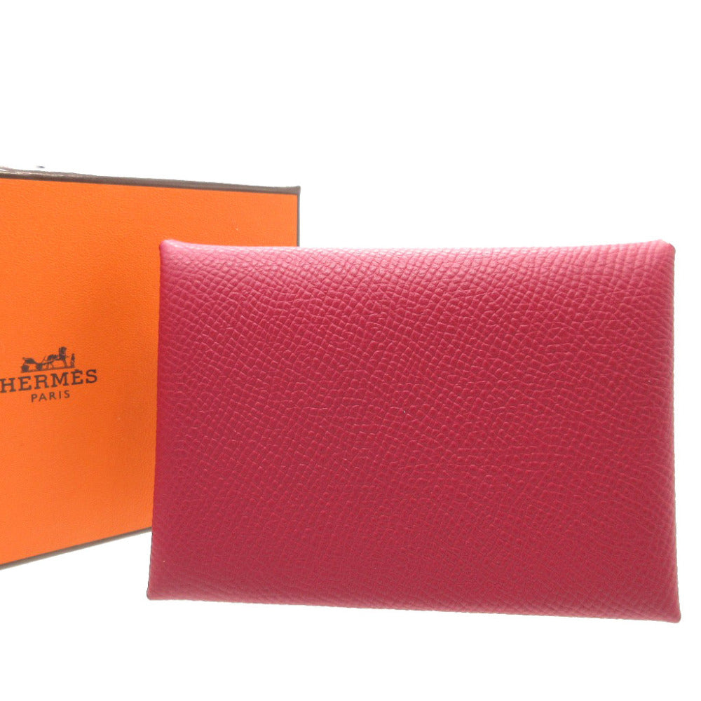 未使用 エルメス カルヴィデュオ B刻印(2023年製) ヴォーエプソン ルージュグレナ コインケース 0024【中古】HERMES
