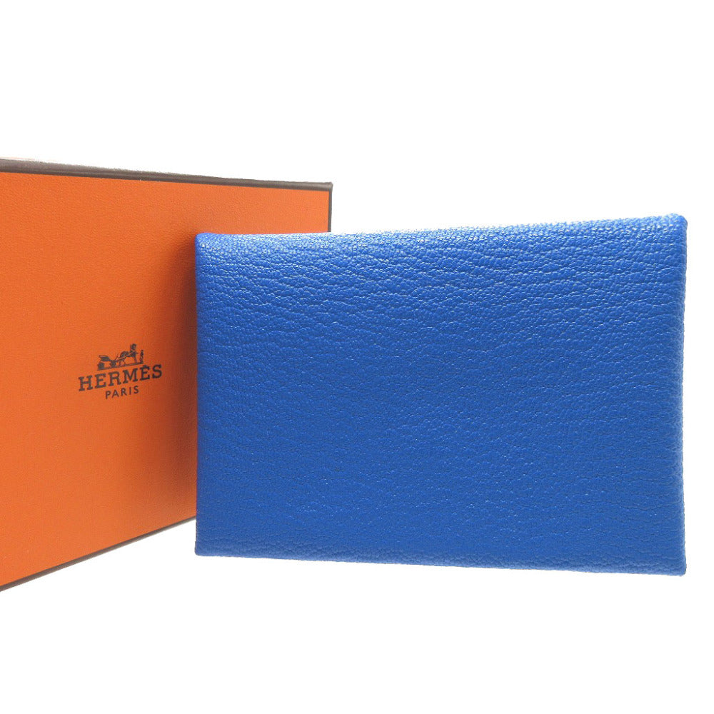 未使用 エルメス カルヴィデュオ B刻印(2023年製) シェーブル ブルーフランス コインケース 0025【中古】HERMES