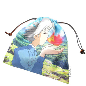 新品同様 ロエベ ジブリ ハウルの動く城 C822057X24 コットン リネン マルチカラー ドローストリング ポーチ 0026【中古】LOEWE