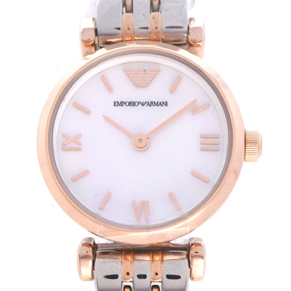 未使用品 エンポリオ アルマーニ クオーツ AR-11195 腕時計 SS ホワイトシェル 0035【中古】Emporio Armani レディース