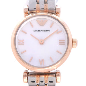未使用品 エンポリオ アルマーニ クオーツ AR-11195 腕時計 SS ホワイトシェル 0035【中古】Emporio Armani レディース