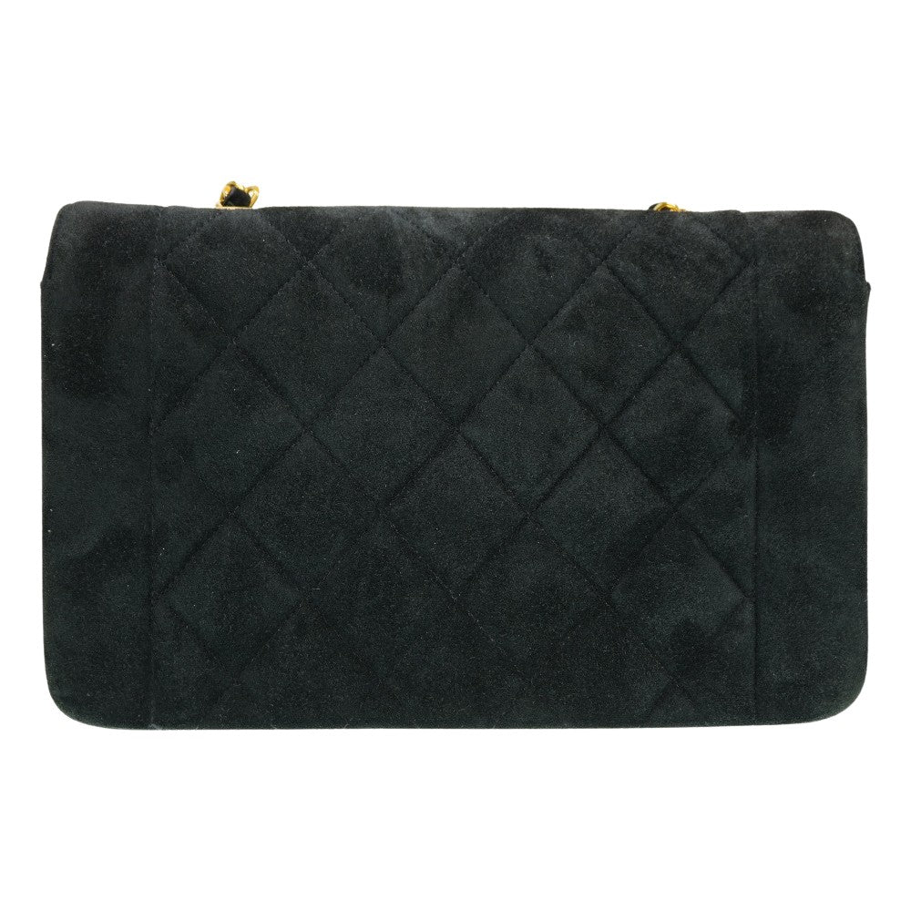 美品 シャネル ダイアナ 22 スウェード マトラッセ チェーン ショルダーバッグ ゴールド金具 ドブリス スエード ブラック 黒 0039【中古】CHANEL