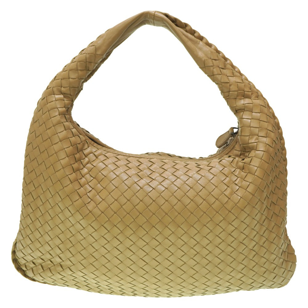 美品 ボッテガヴェネタ ホーボー イントレチャート ワンショルダーバッグ ブラウン 0043【中古】BOTTEGAVENETA