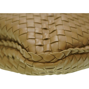 美品 ボッテガヴェネタ ホーボー イントレチャート ワンショルダーバッグ ブラウン 0043【中古】BOTTEGAVENETA