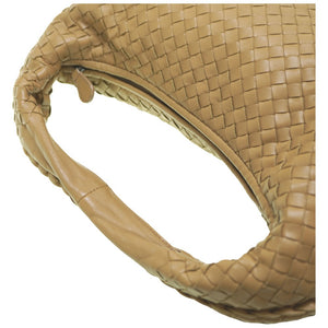 美品 ボッテガヴェネタ ホーボー イントレチャート ワンショルダーバッグ ブラウン 0043【中古】BOTTEGAVENETA