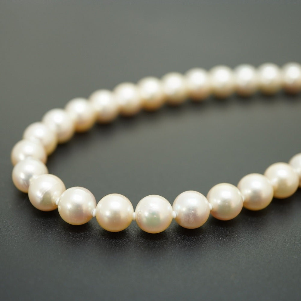 美品 本真珠 9mm パール ネックレス 真珠 アクセサリー 0045【中古】