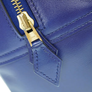 美品 エルメス プリュム 32 ボックスカーフ ブルーロイ ハンドバッグ ネイビー 紺 青 □I刻印 0046【中古】HERMES