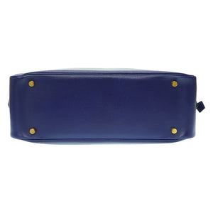 美品 エルメス プリュム 32 ボックスカーフ ブルーロイ ハンドバッグ ネイビー 紺 青 □I刻印 0046【中古】HERMES