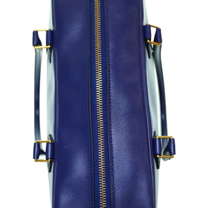 美品 エルメス プリュム 32 ボックスカーフ ブルーロイ ハンドバッグ ネイビー 紺 青 □I刻印 0046【中古】HERMES