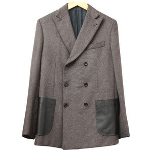 新品同様 ブリオーニ カシミヤ シルク ウール ダブルジャケット サイズ50 レザーポケット 0047【中古】Brioni メンズ