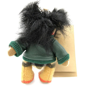 未使用 バーバリー トーマス ベア チャーム 8006452 バイカー カシミヤ レザー ベージュ グリーン 緑 キーホルダー 0054【中古】BURBERRY