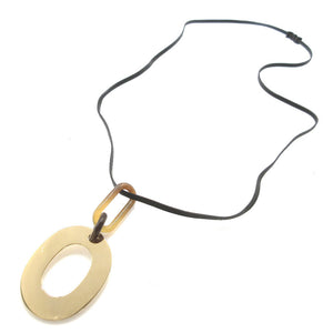 美品 エルメス イスム バッファローホーン メタル ブラック 黒 ゴールド ネックレス 0056【中古】HERMES