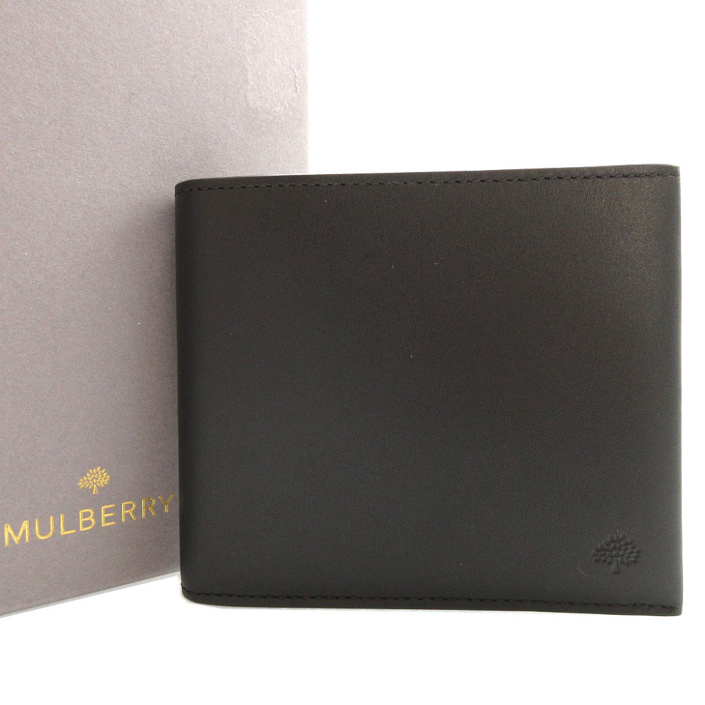 新品同様 マルベリー レザー ブラック 黒 2つ折り財布 財布 札入れ 0057【中古】Mulberry