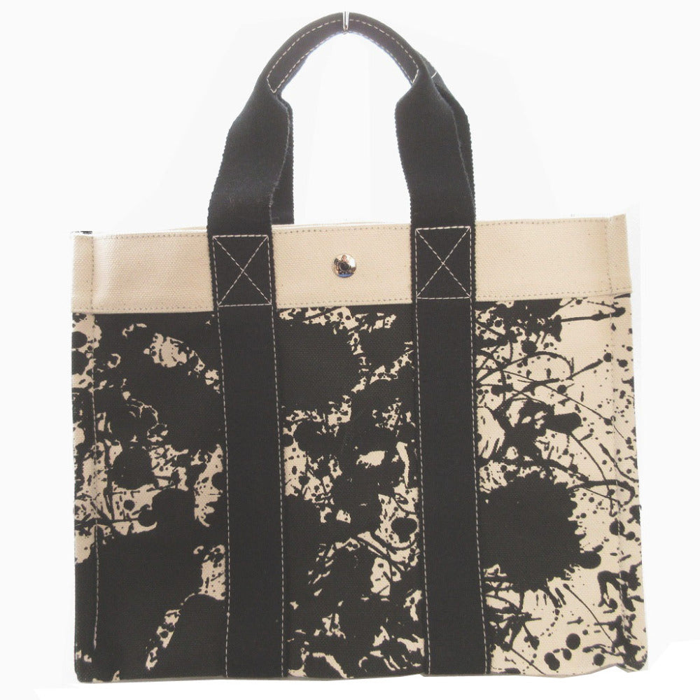 美品 エルメス ボラボラ PM シュバル キャンバス ホワイト 白 ブラック 黒 トートバッグ 0058【中古】HERMES