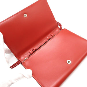 新品同様 ジルサンダー タングル レザー レッド 赤 ショルダー ウォレット バッグ 0059【中古】JIL SANDER