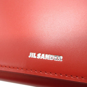 新品同様 ジルサンダー タングル レザー レッド 赤 ショルダー ウォレット バッグ 0059【中古】JIL SANDER