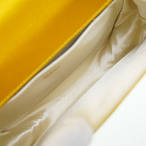 美品 グッチ バンブー サテン チェーン ショルダー ハンドバッグ サテン イエロー 黄色 0060【中古】GUCCI