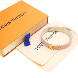 新品同様 ルイヴィトン LV アイコニック ブレスレット M8088F レザー/メタル ライトピンク LV アクセサリー 0063【中古】LOUIS VUITTON