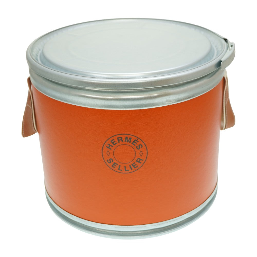 新品同様 エルメス サドルボックス 馬具入れ 缶 ハンドバッグ オレンジ 0064【中古】HERMES