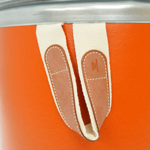 新品同様 エルメス サドルボックス 馬具入れ 缶 ハンドバッグ オレンジ 0064【中古】HERMES