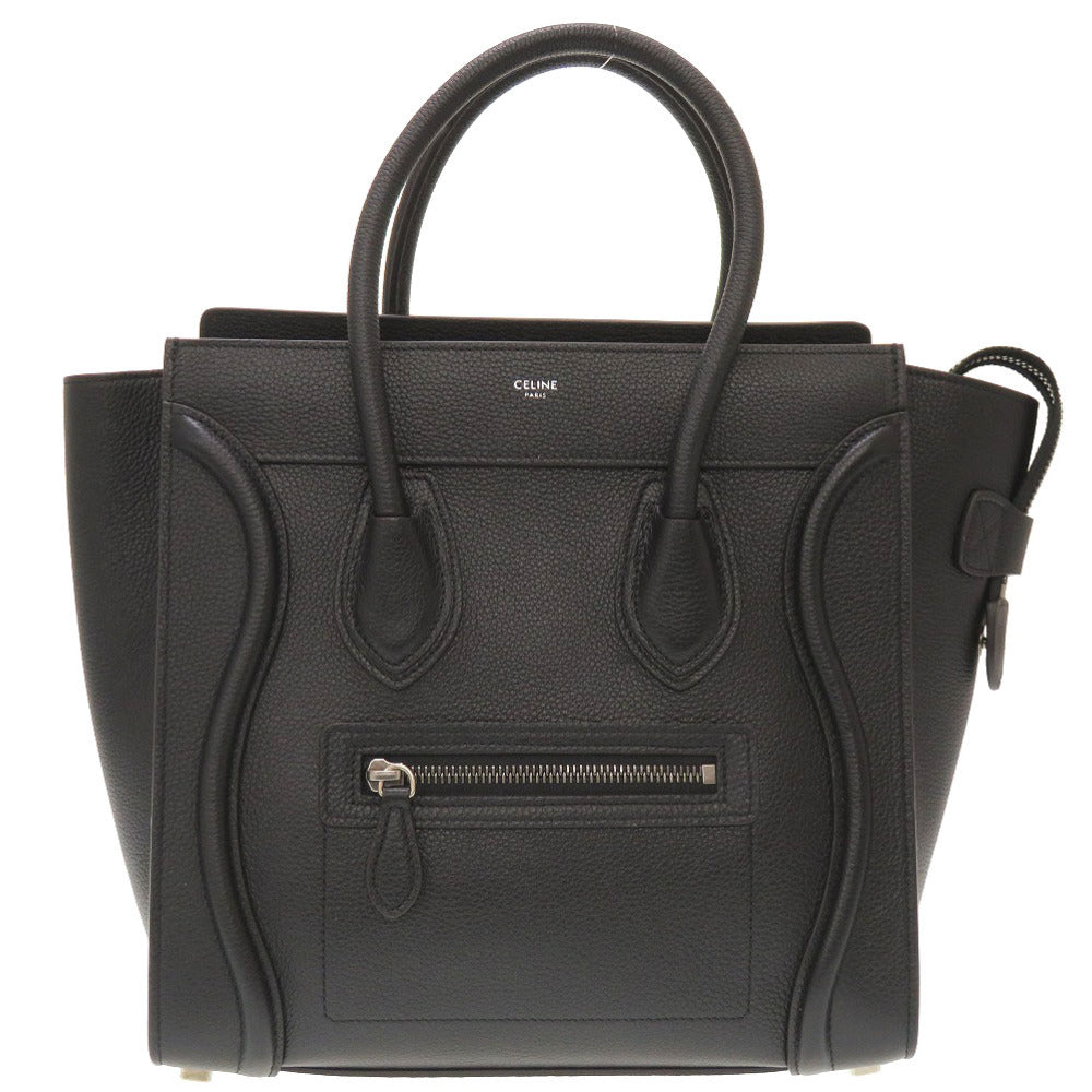 美品 セリーヌ ラゲージ マイクロショッパー レザー ブラック シルバー金具 ハンドバッグ 黒 0093 【中古】 CELINE