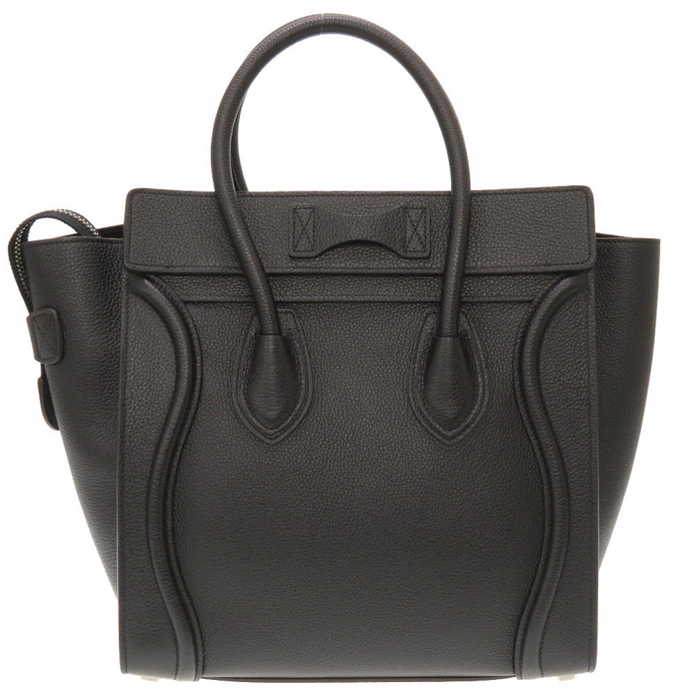 美品 セリーヌ ラゲージ マイクロショッパー レザー ブラック シルバー金具 ハンドバッグ 黒 0093 【中古】 CELINE