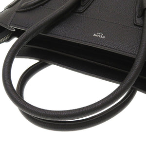 美品 セリーヌ ラゲージ マイクロショッパー レザー ブラック シルバー金具 ハンドバッグ 黒 0093 【中古】 CELINE