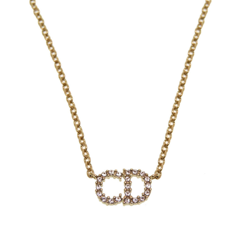 新品同様 クリスチャン ディオール クレールディーリュヌ ロゴ CD N0717CDLCY_D301 ゴールド ストーン ネックレス アクセサリー 0098 【中古】 Christian Dior