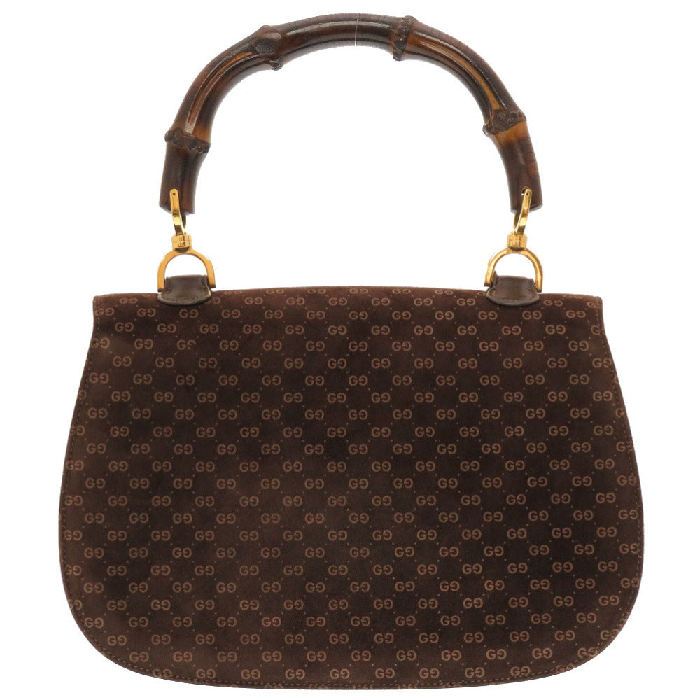 グッチ GG柄 スウェード ブラウン 99 00 0633 ゴールド金具 バンブー ハンドバッグ 茶 0102 【中古】 GUCCI