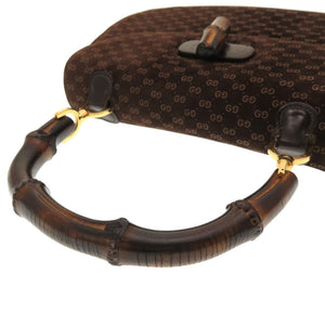 グッチ GG柄 スウェード ブラウン 99 00 0633 ゴールド金具 バンブー ハンドバッグ 茶 0102 【中古】 GUCCI