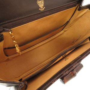 グッチ GG柄 スウェード ブラウン 99 00 0633 ゴールド金具 バンブー ハンドバッグ 茶 0102 【中古】 GUCCI