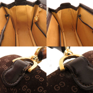 グッチ GG柄 スウェード ブラウン 99 00 0633 ゴールド金具 バンブー ハンドバッグ 茶 0102 【中古】 GUCCI
