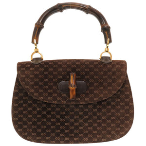 グッチ GG柄 スウェード ブラウン 99 00 0633 ゴールド金具 バンブー ハンドバッグ 茶 0102 【中古】 GUCCI
