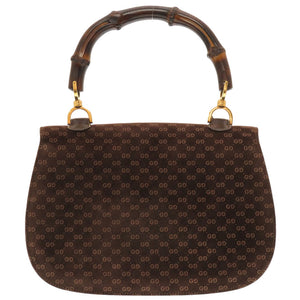 グッチ GG柄 スウェード ブラウン 99 00 0633 ゴールド金具 バンブー ハンドバッグ 茶 0102 【中古】 GUCCI