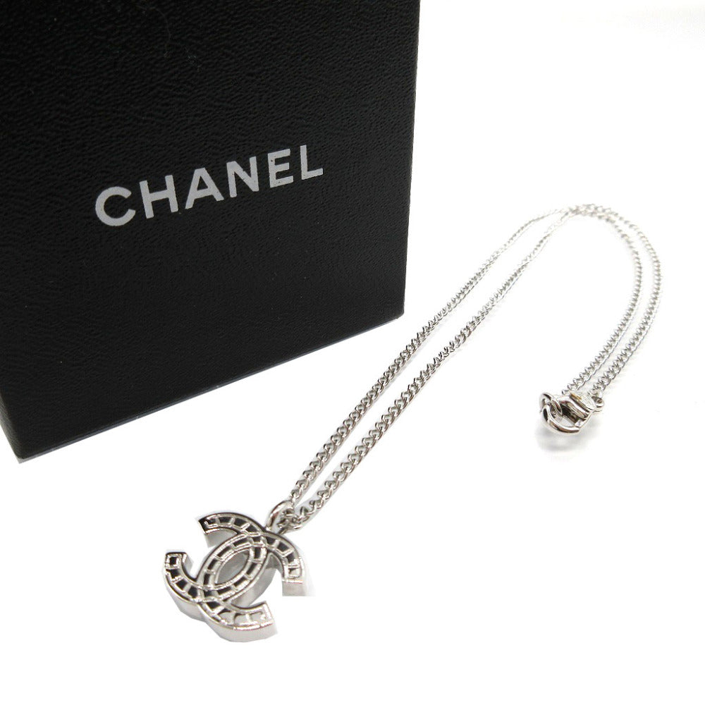 美品 シャネル ココマーク チョコバー 07V(2007年製) メタル シルバー ネックレス 0108【中古】CHANEL