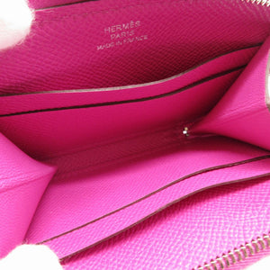 新品同様 エルメス アザップミニ A刻印(2017年製) ヴォーエプソン ローズパープル コイン カードケース 0109【中古】HERMES