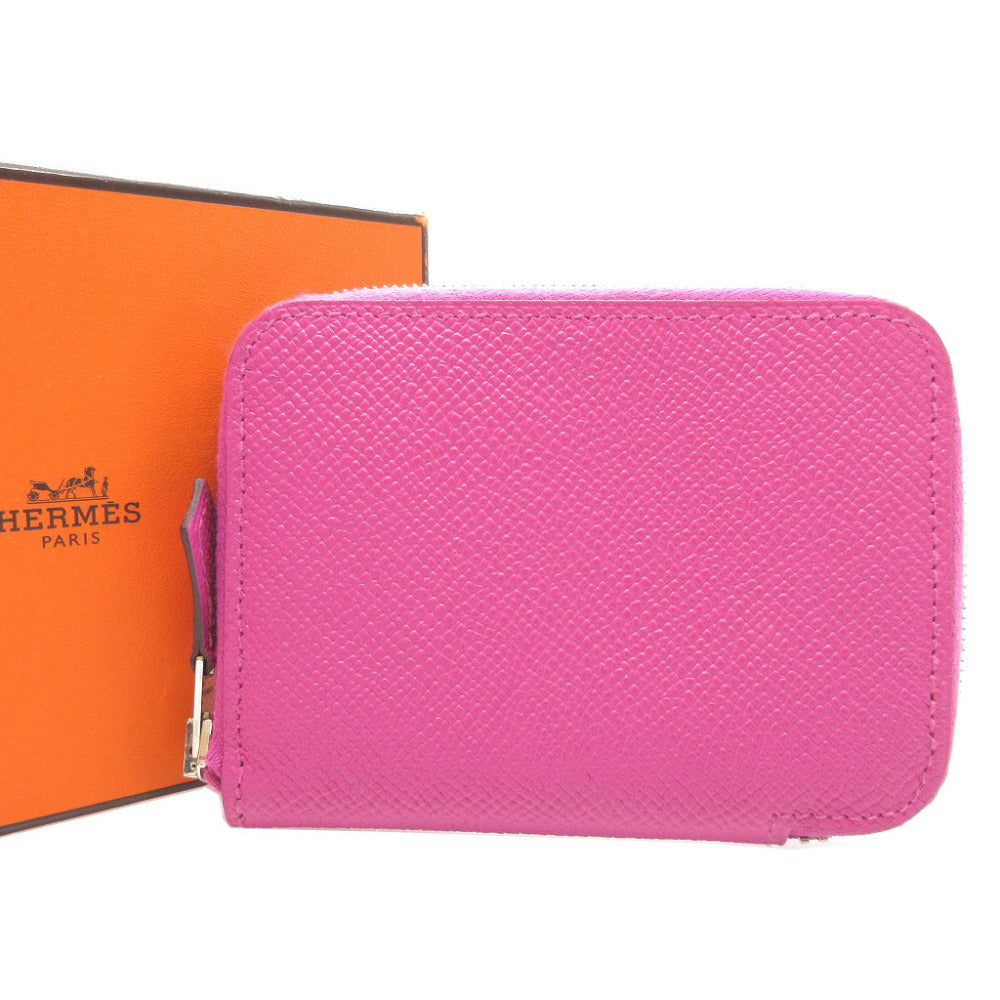 新品同様 エルメス アザップミニ A刻印(2017年製) ヴォーエプソン ローズパープル コイン カードケース 0109【中古】HERMES