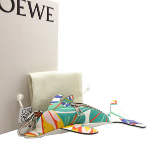 新品同様 ロエベ イルカ レザー ホワイト 白 マルチカラー コインケース 0110【中古】LOEWE