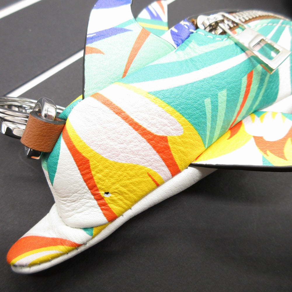 新品同様 ロエベ イルカ レザー ホワイト 白 マルチカラー コインケース 0110【中古】LOEWE