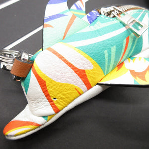 新品同様 ロエベ イルカ レザー ホワイト 白 マルチカラー コインケース 0110【中古】LOEWE