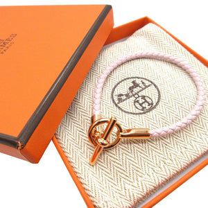 未使用 エルメス グレナン レザー メタル ローズサクラ ローズゴールド ブレスレット 0112【中古】HERMES
