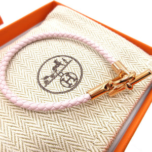 未使用 エルメス グレナン レザー メタル ローズサクラ ローズゴールド ブレスレット 0112【中古】HERMES
